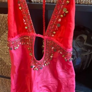 Marciano red silk top, size xs